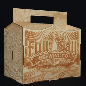 Full Sail Brewing Co. 6 Pack Beer Bottle Promo Laser Cut Wood Carrier Holder EUC